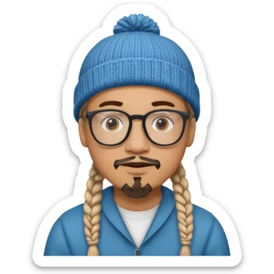 man with braids glasses beanie and goatee sticker