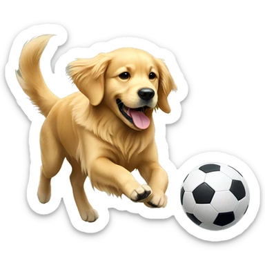 Golden retriever playing soccer sticker