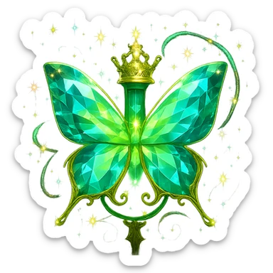 Surround the butterfly with extra intense, elegant magical sparkles and glowing effects, similar to the most luxurious effects on the previous bottles. Do not change the butterfly itself, only add more magical, floating, iridescent sparkles and glowing energy around it. Transparent background, no shadow or base. sticker