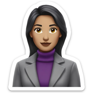 Diana Prince wearing grey suit with purple turtleneck  sticker