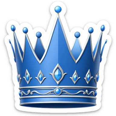 blue blueprint plan, side view, with white line drawing of a crown sticker