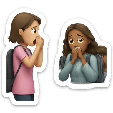 Girl coughing on bus sticker