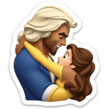 Belle from beauty and the beast kissing the beast sticker