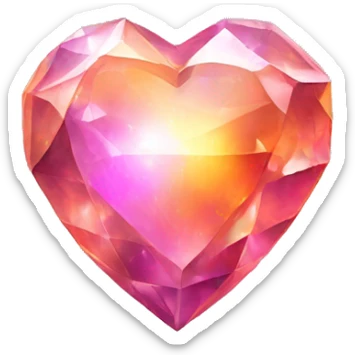 Orange and pink iridescent crystal heart sticker