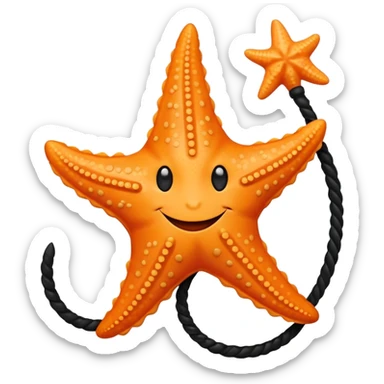 Starfish with face and a black whip sticker