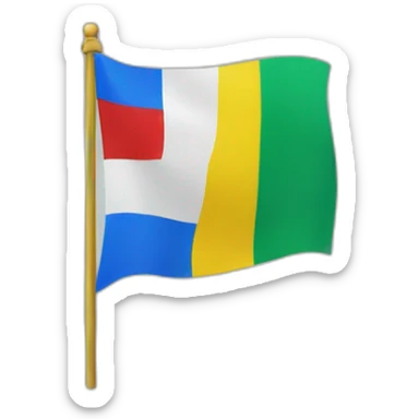 Tricolor flag ( blue, green, yellow and a red symbol sticker