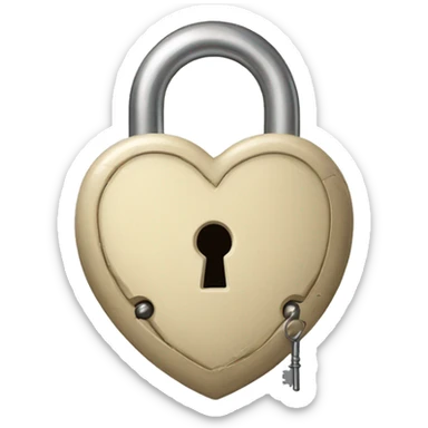 vintage beige heart-shaped lock and key sticker