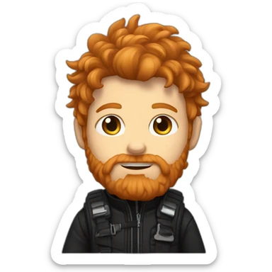 Ginger protagonist scruffy hair and black gear clothes sticker