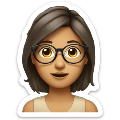 Fille, brune, aux cheveux courts, qui porte des lunettes avec à côté un colibri sticker