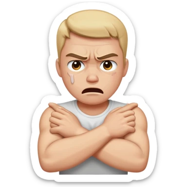 Angry arms crossing neck crying sticker