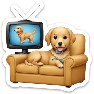Dog watching tv sticker