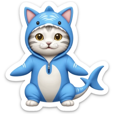 Cat in a shark onesie sticker