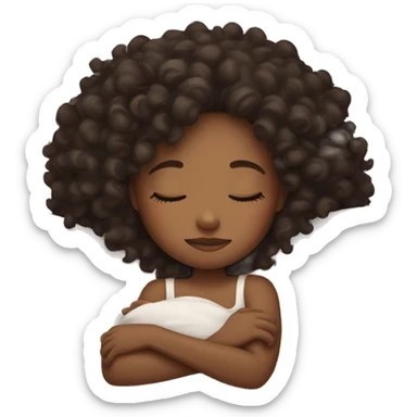 Brunette curly headed black girl sleeping sticker