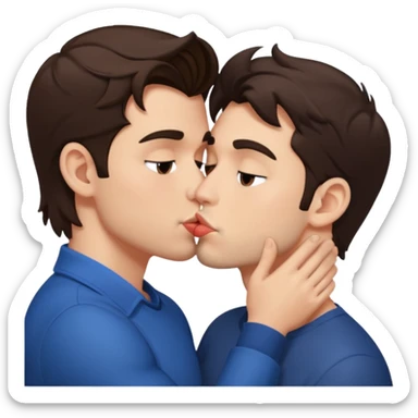 Two brunette guys kissing passionate sticker