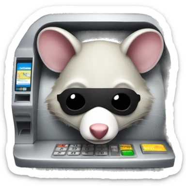 A masked possum + ATM machine  sticker