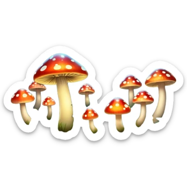 magical forest with glowing mushrooms and fireflies sticker