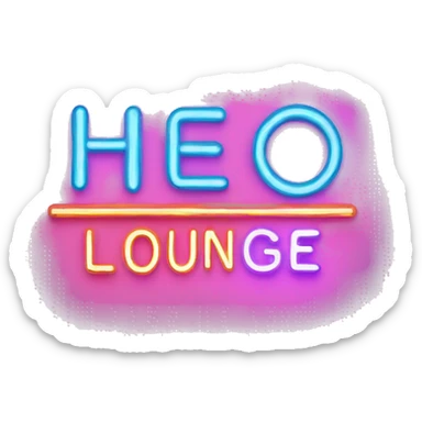 the word lounge written in neon lights sticker