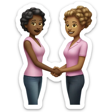 two woman with pink nails handshake sticker