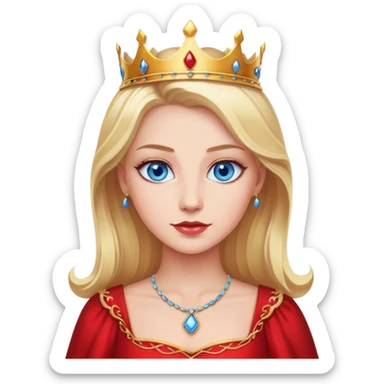 blonde queen blue eyes, red dress sticker