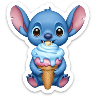 Stitch eating ice cream  sticker