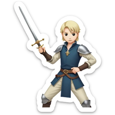 duelist with sword and rapier in fighting stance sticker