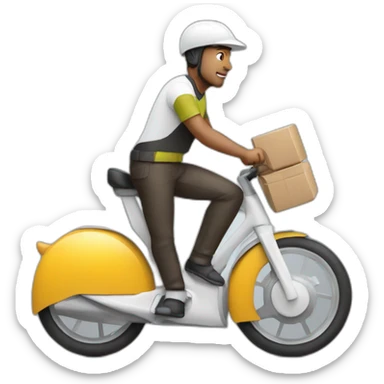 White Food delivery rider on bike. sticker