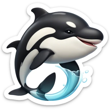 Cinematic Cute Yawning orca Portrait Emoji, Head tilted slightly with a dramatic, wide-open yawn, showcasing a sleek black-and-white body with gently relaxed fins and sleepy, half-closed eyes, Simplified yet irresistibly adorable features, highly detailed, glowing with a soft, cozy marine glow, high shine, relaxed yet expressive, stylized with a dash of whimsical deep-sea charm, soft glowing outline, capturing the essence of a drowsy yet affectionate orca that appears ready to stretch out in the waves for a nap! sticker