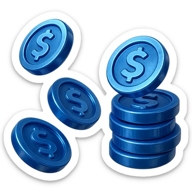 Des pièces de monnaie virtuelles bleus en mode rendu 3D pour un jeu vidéo sticker