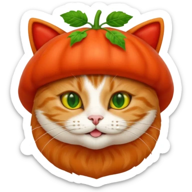 Cat tomato hat sticker