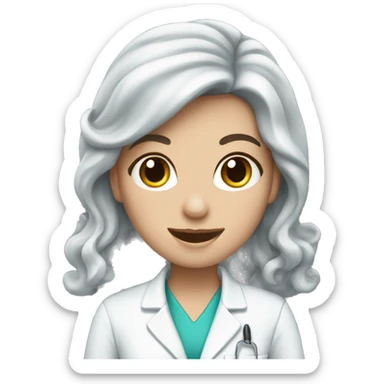 White girl dentist with long curly dark hair  sticker