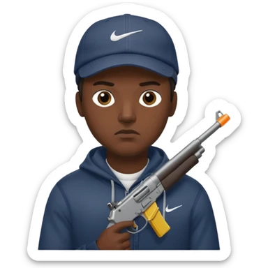 Emoji con arma y gorra Nike pero gánster de hombre sticker