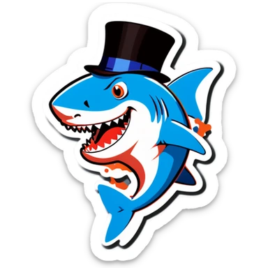 Shark with a top hat sticker