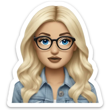 Hyper real blonde kylie jenner with blue eyes and glasses  sticker