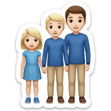 small child standing next to a tall child sticker