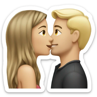 brunette girl kissing blonde man sticker