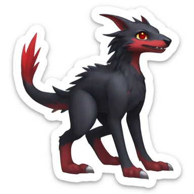 Anthro Cute cool black red nargacuga animal hybrid Fakemon full body sticker