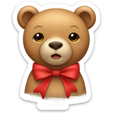 Light brown bear with red bow  sticker