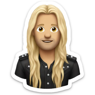 Rock star with long blonde hair  sticker