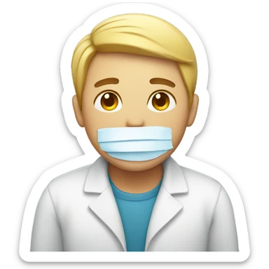 Someone getting sick while smiling sticker