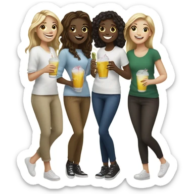 Group of 6 white  girls drinking  sticker
