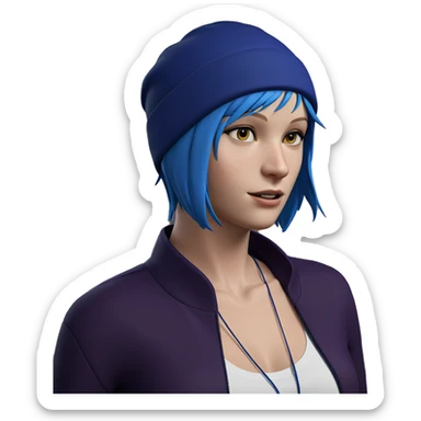 girl with blue hair hat sticker