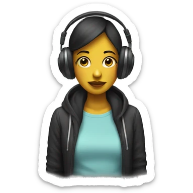 Girl dj with no face and with headphons sticker