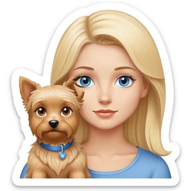 Blonde women blue eyes with Yorkshire dog sticker