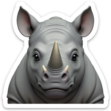 cinematic-noble-rhinoceros-portrait-emoji,-poised,-with-a-massive,-powerful-build-and-a-thick,-hide-of-slate-gray,-deep-set-soulful-piercing-eyes,-simplified-yet-sharp-and-sophisticated-features,-highly-detailed, with large black eyes, szoomed out showing houlders sticker