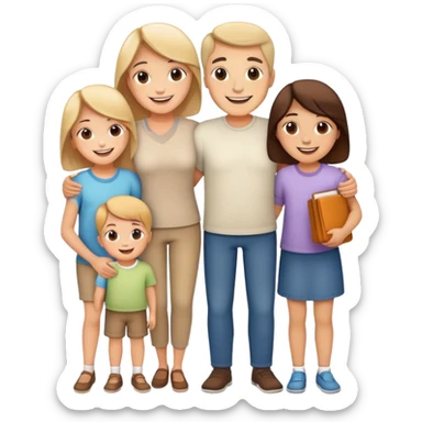 happy family with parents and children together sticker