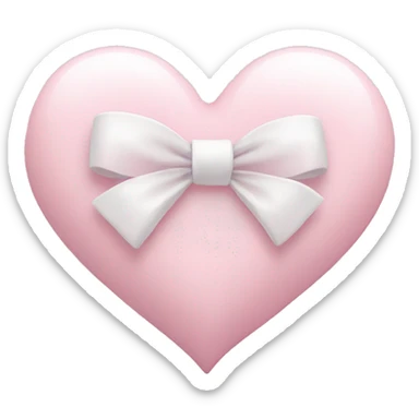 Pastel pink heart with white bow sticker