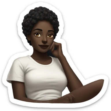 realistic portrait of dark beauty relaxing sticker