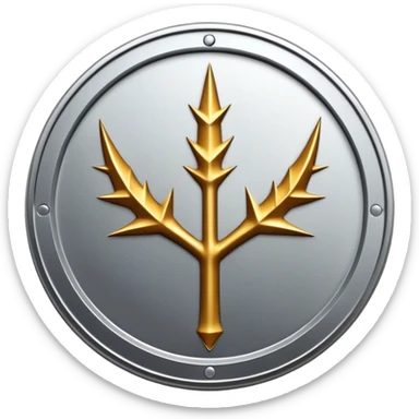 A coin with a thorn on either side sticker