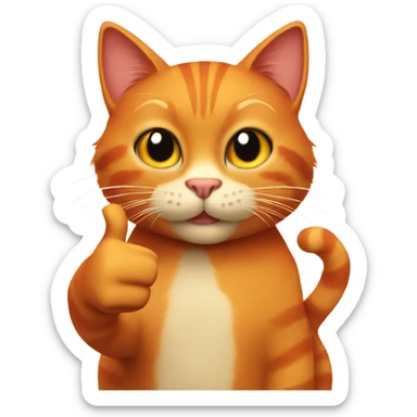 Red cat with a thumbs up sticker