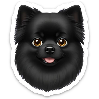 Black Pomeranian with black eyes sticker